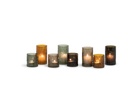 T-Light holder handcutted green - glass - Ø 12,5x7cm - 4/24