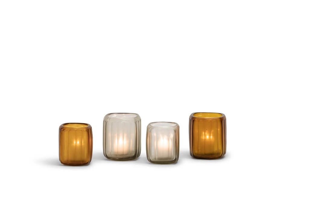 Vase square rounded vertical cutting gold medium - Ø11,5x12,5cm - 1/12