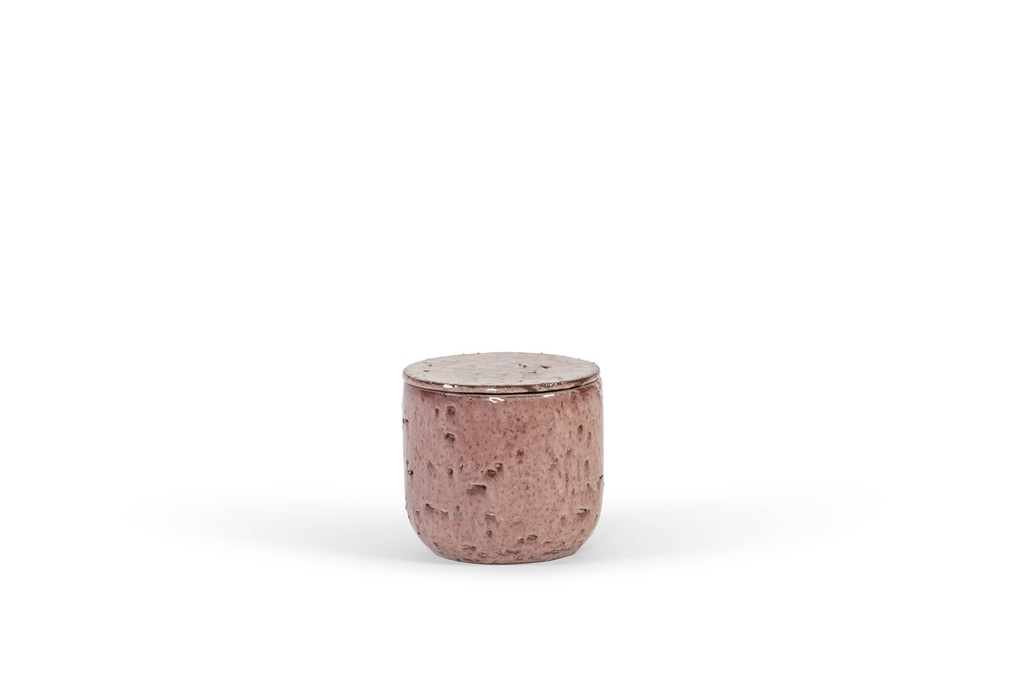 Terracotta scented outdoor candle - glazed with cover - burgundy - (perfume Lavender / Rosemary / Pine / Cinnamon)  - Ø 20x19cm - 1 ext. cot. - p /2