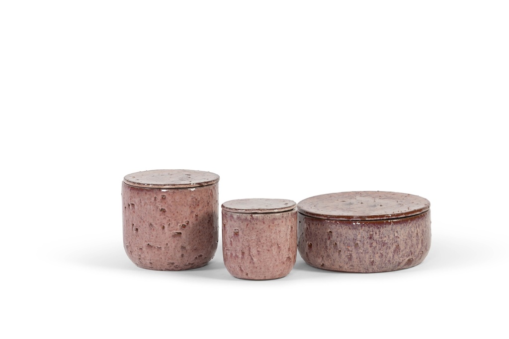 Terracotta scented outdoor candle - glazed with cover - burgundy - (perfume Lavender / Rosemary / Pine / Cinnamon)  - Ø 20x19cm - 1 ext. cot. - p /2