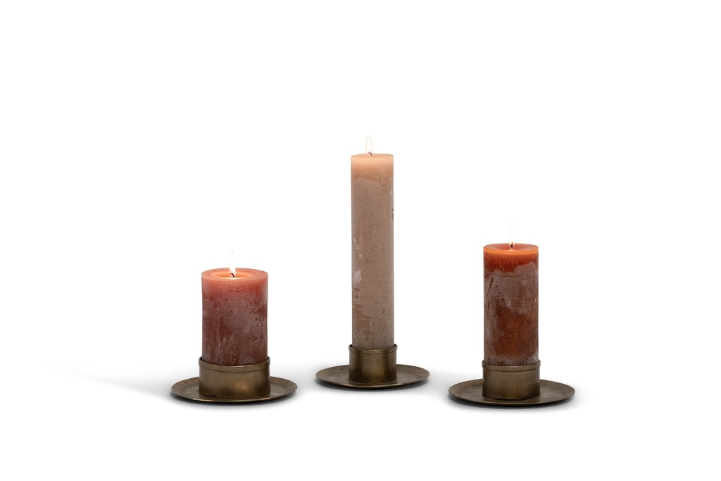 Candleplate for Ø8,6 - brass antique - Ø18x4,5cm - p/1/6