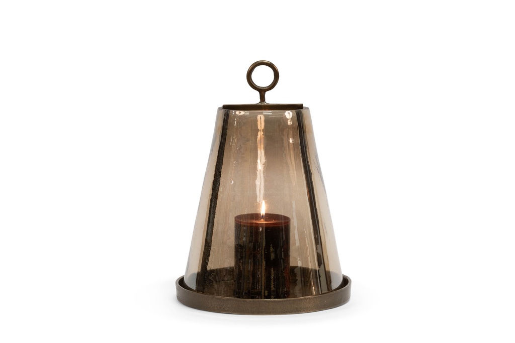 Hurricane conical brown glass - set of 2 - antique gold - Ø33x45cm/Ø27x37cm - 1/1