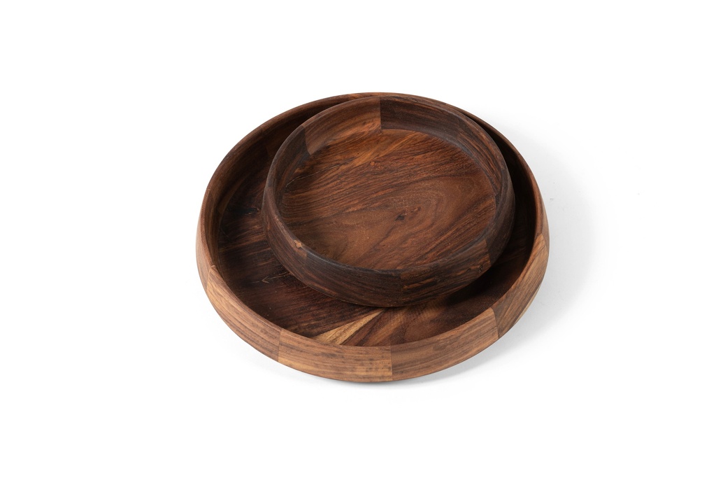 Wooden bowl natural oiled set of 2 - Ø25 x 5 / Ø35x 5 - p 1/4