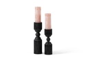 CANDLEHOLDER BLACK MATT BRUSHED WOOD - SMALL - Ø10x29,5cm - p/2/8