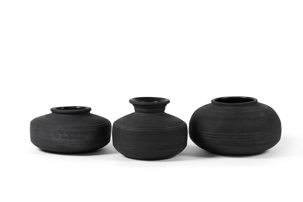 TERRACOTTA COTTA POT BURNED BLACK - Ø28,5x16cm - p/1/1
