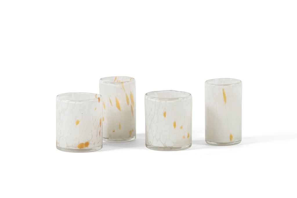 T-light holder spotted - white/amber - Ø9 x 10cm - p 4/24