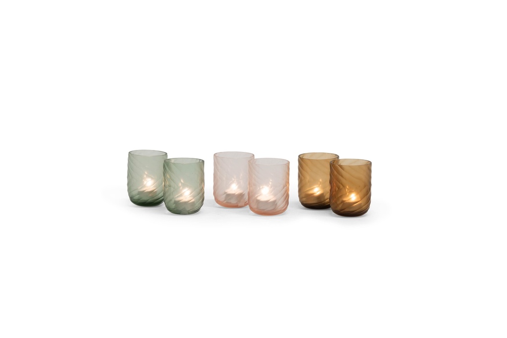 T-light holder round with V pattern cutting - copper - Ø8.5 x 10cm - p 6/24