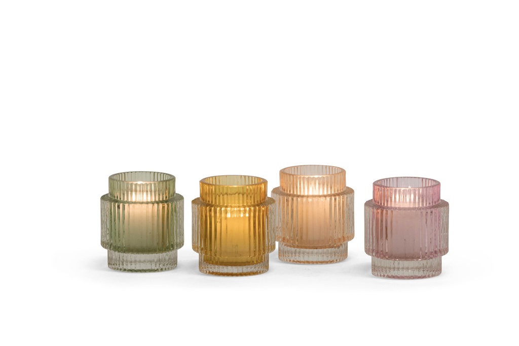 T-light holder ribbed sprayed pink - Ø9 x 10cm - p 4/12