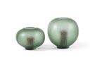 Mouthblown cutted bolvase on stand big - green - 38x37x36cm - p 1/1