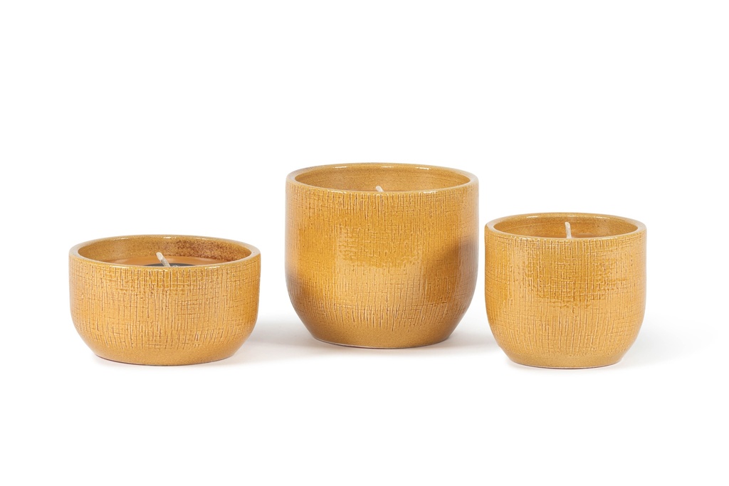 Flowerpot glazed Honey Big - Ø 19 x 16 cm - outdoor candle -1 ext. coton wick - p/4