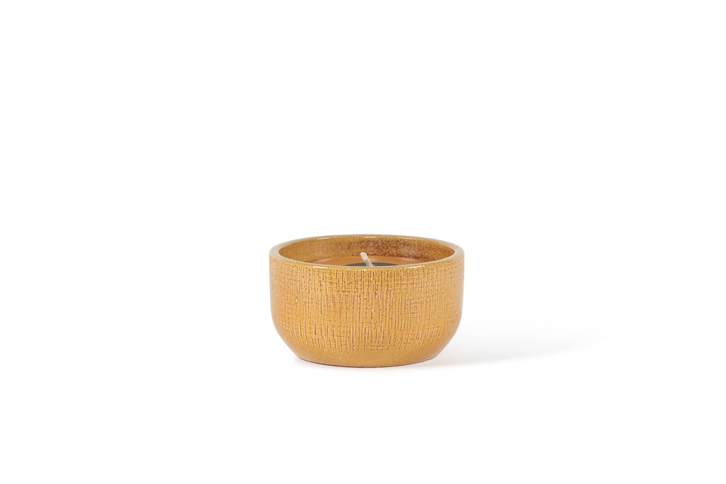 Bowl glazed Honey - Ø 18 x 10 cm - outdoor candle -1 ext. coton wick - p/4