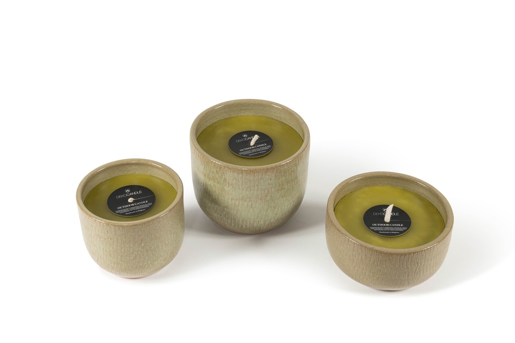 Bowl Glazed Green - Ø 18 x 10 cm - outdoor candle -1 ext. coton wick - p/4