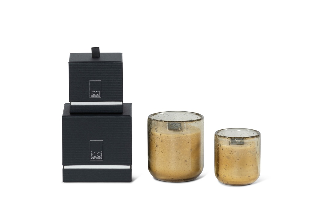 Scented candle in bubble glass copper with colored wax - Ø 9 x 10 cm - 1 int. cot. - p/6