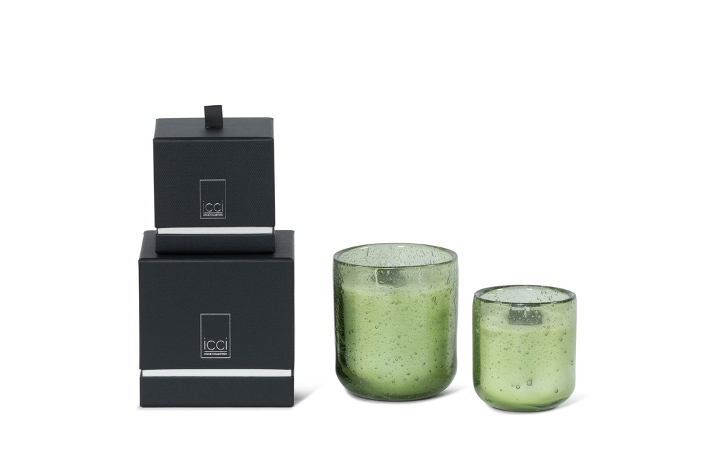 Scented candle in bubble glass copper with colored wax - Ø 9 x 10 cm - 1 int. cot. - p/6