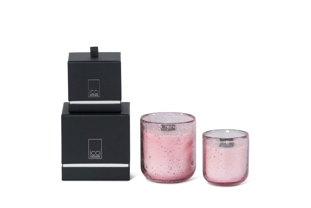 Scented candle in bubble glass copper with colored wax - Ø 9 x 10 cm - 1 int. cot. - p/6