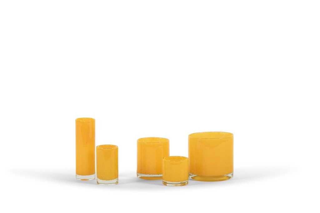 Thick votive cylinder - glass - yellow - Ø 14 x 15cm - p/4