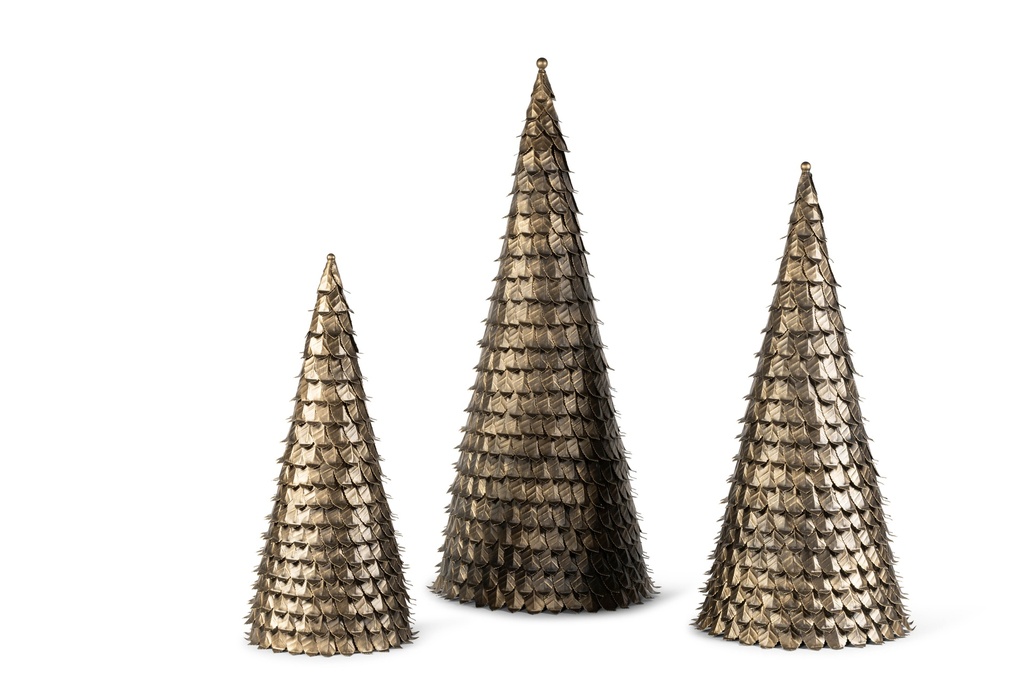 Small X-mas Tree bronze leaves - Powder coat - Iron - Ø26x59cm - p 1
