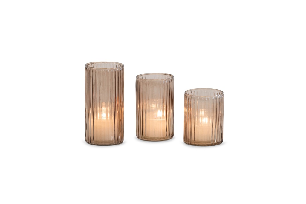 Votive ribbed sprayed - bronze - large - Ø7,5x14,5cm - p/6/24