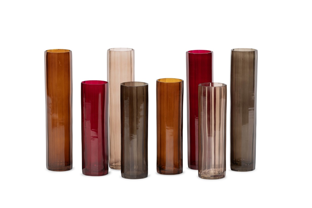 Vase multi sided sprayed - amber - small - Ø7x23cm - p/4/16