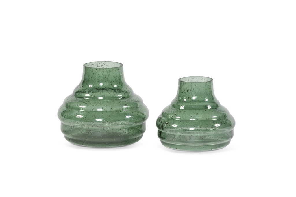 Vase bottle neck - stone finish - sprayed - green - small - Ø20x18cm - p/1/4