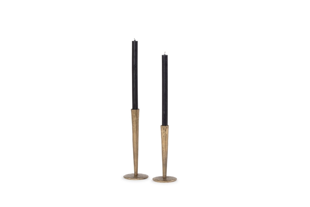 Handforged taperholder - brass antique for tapers Ø2,1cm - set of 2 - H20cm/H25cm - p/2 sets