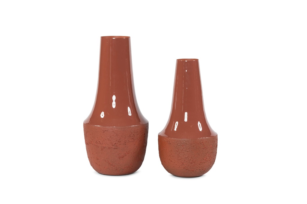 Vase lower texture upper enamel terra cotta medium - Ø26x50cm - p 1/4