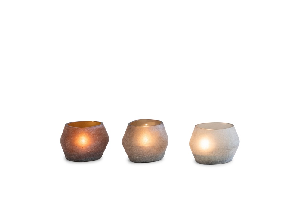 T-light holder oval matt copper - small - 11,5x9,5x8cm - p/1/24
