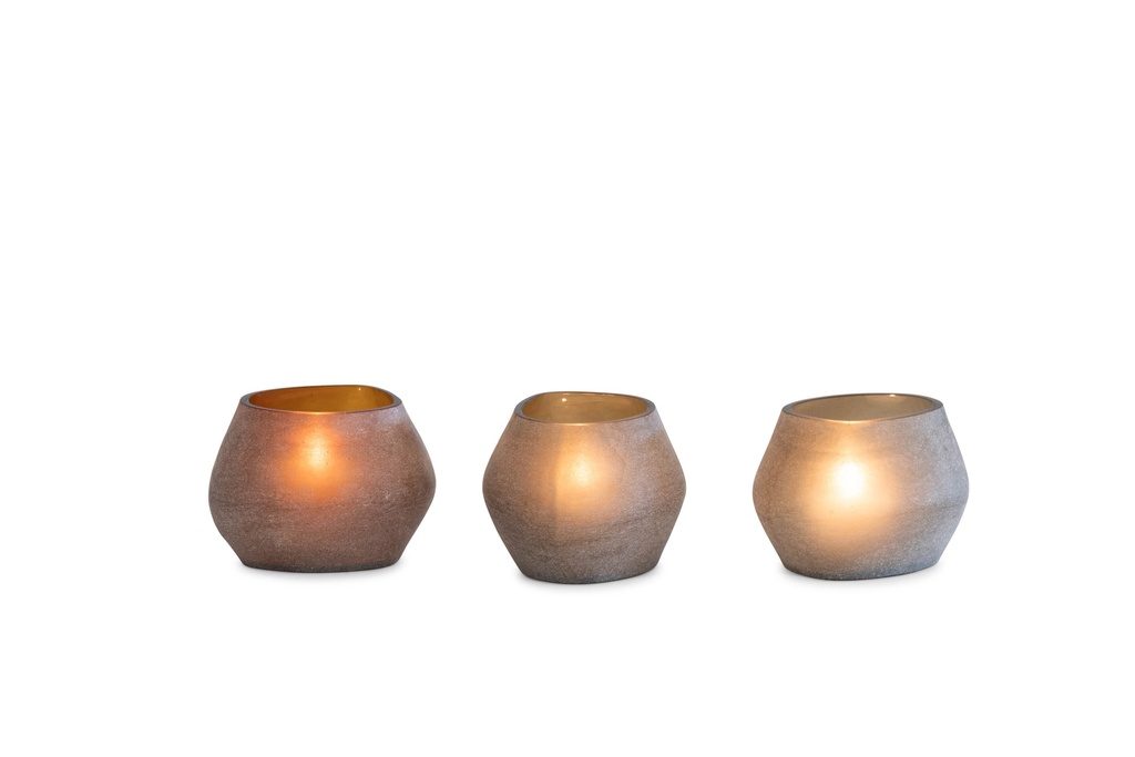 T-light holder oval matt copper - large - 13,5x11,5x10cm - p/1/18