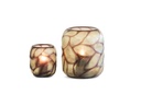 Vase bulb faceted cutting - smoke/move - large - Ø31,5x36cm - p/1