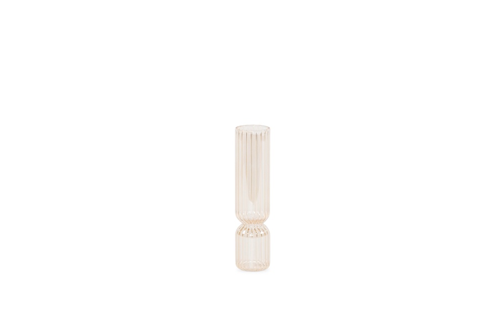 Mouthblown vase vertical ribbed amber luster - set of 2 - Ø5x20cm / Ø7x20cm- p/1/4