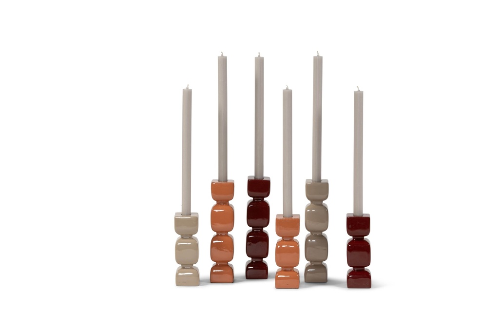 Taperholder aluminium enamel sand set of 2 - 5x5x16 cm - 5x5x23 cm - p 2