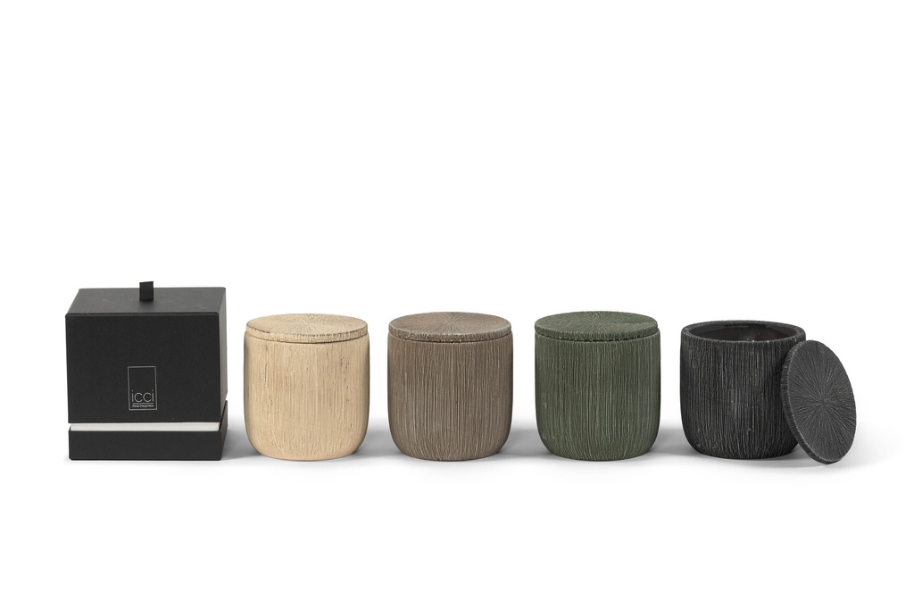 Scented candle candlepot concrete green large - Ø14 x 15cm - 3 int.cot.wicks - p 2