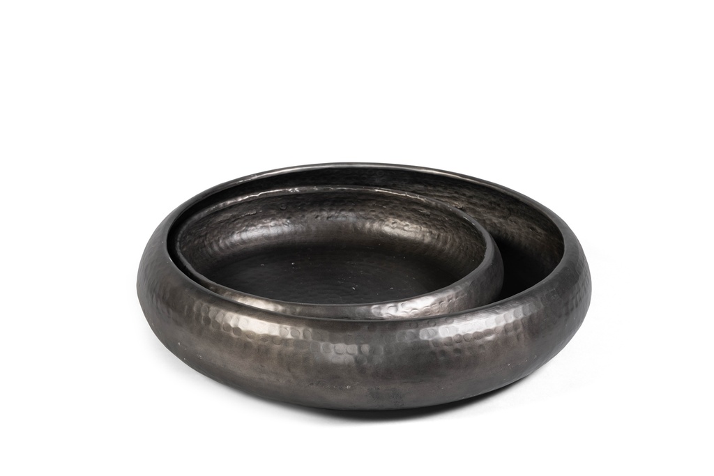 Bowl round artistic hammered - black - set of 2 - Ø48x10cm - Ø38x8cm - p/1/5