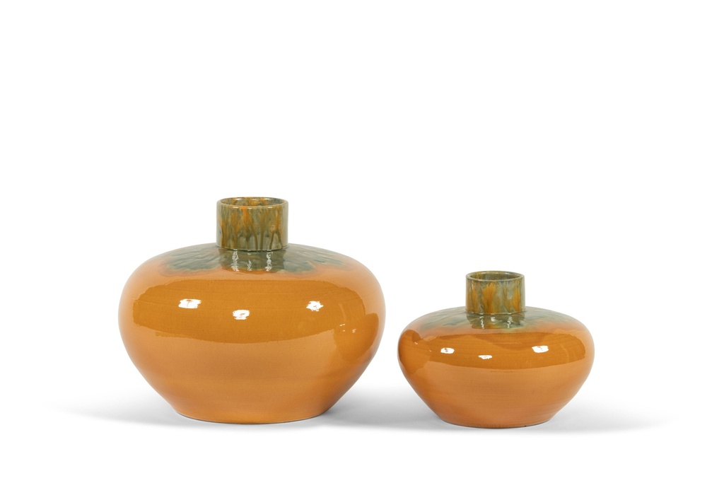 Round vase honey glazed - terracotta - honey - Ø 30x21cm - p/1/1