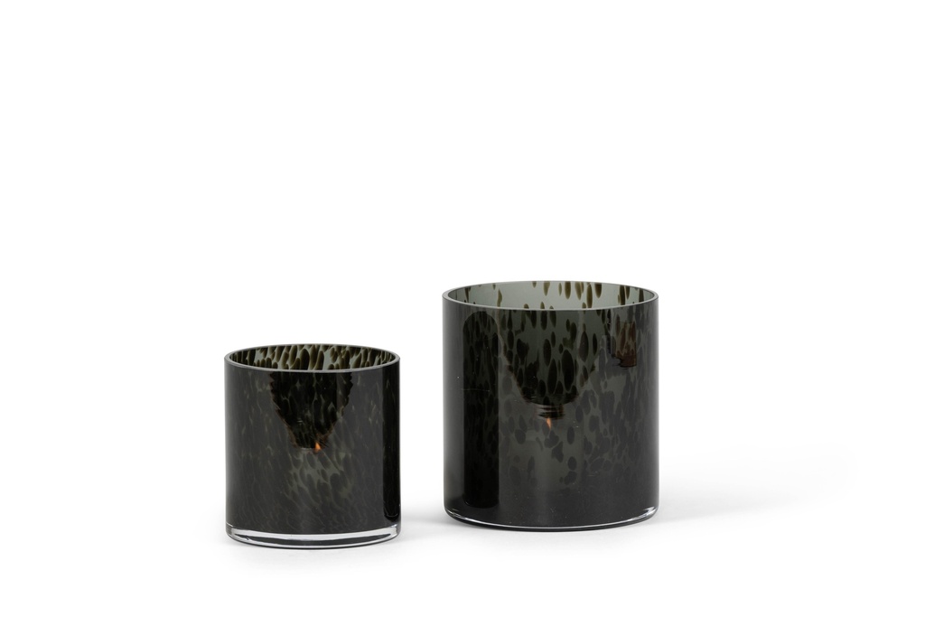Vase - glass - smoke black spotted - Ø 12x12cm - p/ 4/1