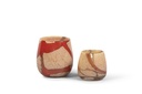Thick votive bowl with honey red wave design - Ø15 x 14cm - p2