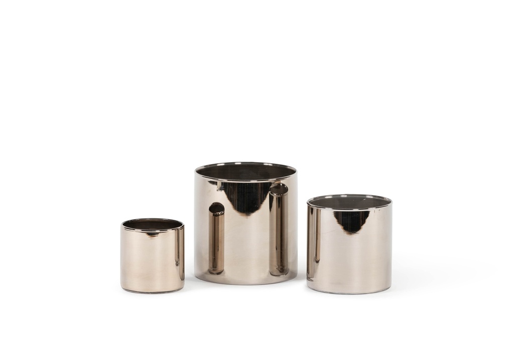Semi transparent candleholder - glass - platinum - medium Ø 12 x 12 - p/4/1