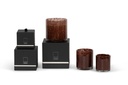 Thick votive cylinder with burgundy gold craquelure design - Ø 14 x 14 cm - 3 - int. cot. - p/2