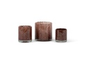 Thick votive cylinder with craquelure design - glass - burgundy gold - Ø 14 x 14cm - p/4