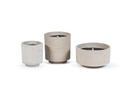 Round grey concrete/white terracotta pot - Ø 18 x 10cm - 1 - ext. cot. - p/8