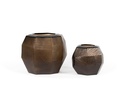Facetted line cut vase - glass - smoke - 23 x 19 x 19cm - p/1/2