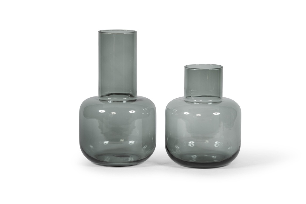 Chimney vase - glass - smoke - Ø22x33cm - p/1