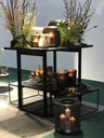 Brushed tree table on iron U feet - wood + metal - matt black - 150x100x115cm - p/1