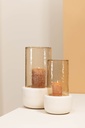 Hurricane textured stone ivory with hammered brown luster glass small - Ø20x35 cm - p 2