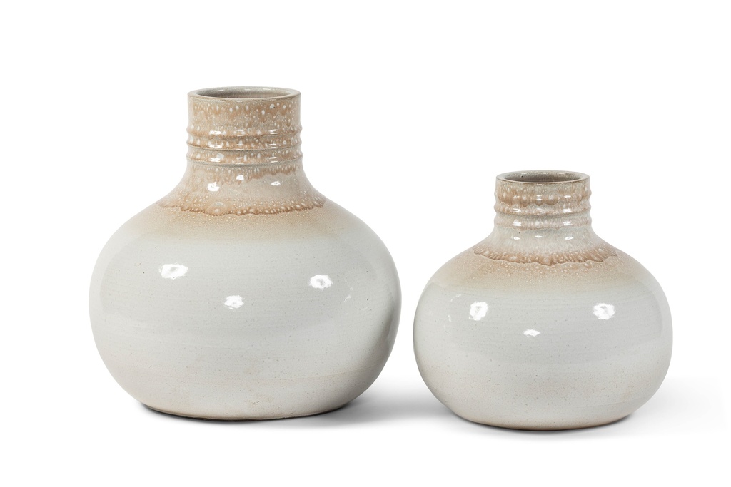 Bottle beige glazed ribbed large - Ø43 x 40 m - p 1