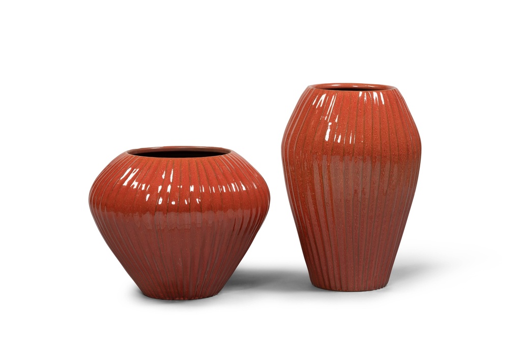 Vase striped glazed large red - Ø33 x 50cm - p 1