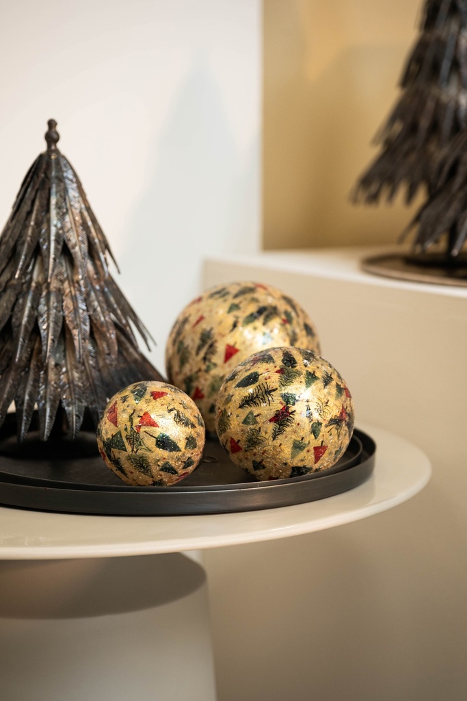 Boll crackeled glass X-mas tree large - Ø12 cm - p 2/20
