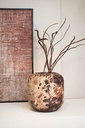 Metal Bulbvase burgundy / creme crackeled glass - small - Ø 40x40cm - p/1