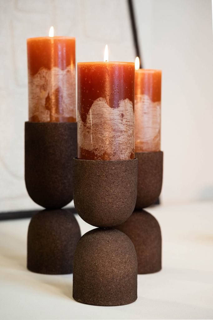 Candle holder brown stained cork small - Ø11 x 21 cm - p 1/16