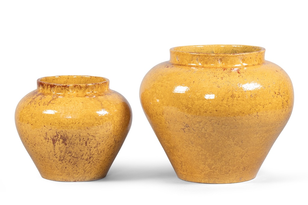 Planter reactive glazed ochre large - Ø45 x 38cm - p 1